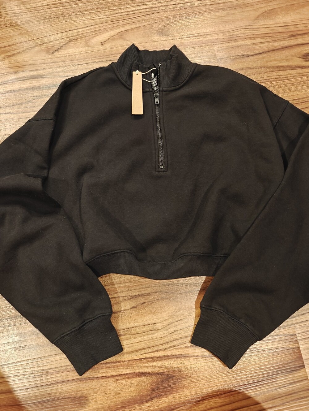 SKIMS Cotton Fleece Cropped Half Zip Sweater